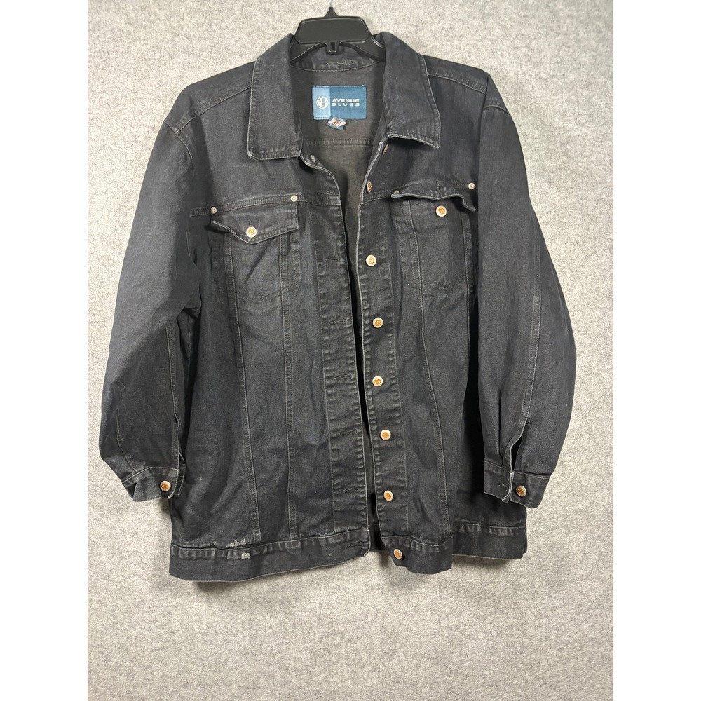 Avenue Blues Womens Black Denim Trucker Jacket Plus Size 18/20 Cotton Casual